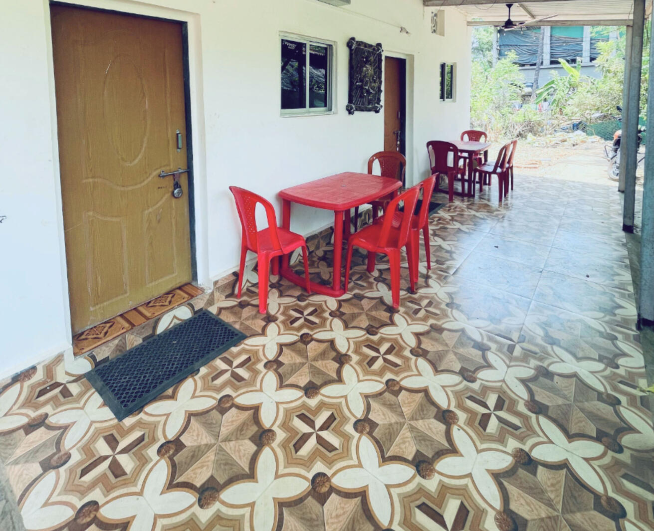 Safe and free car parking space at Konkan Central Homestay, Kankavli.